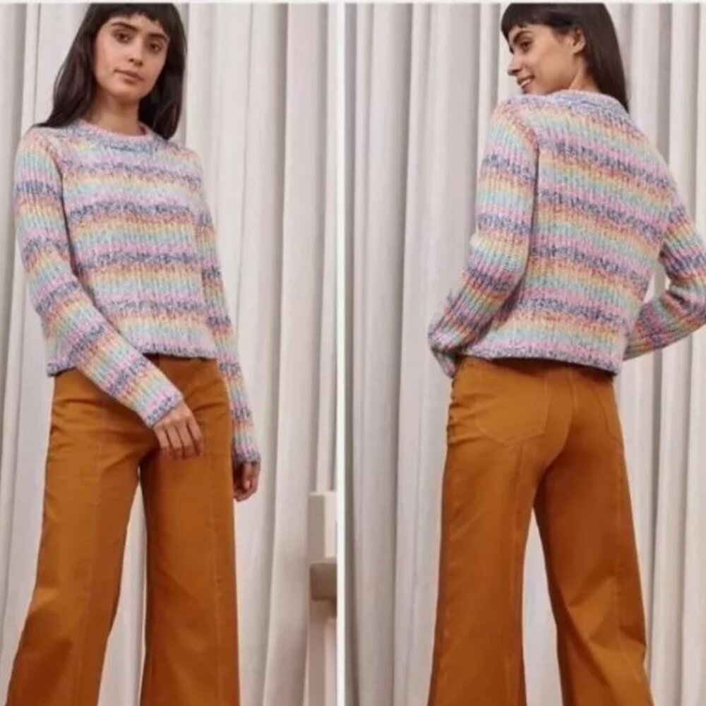 NWOT La Ligne Cherie Wool Cashmere Striped Pastel Sweater Medium